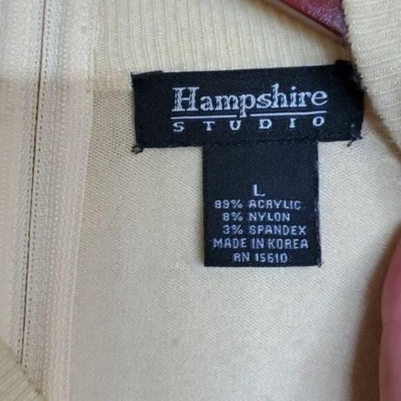 Hampshire Studio Vintage Soft Yellow Long Sleeve Zippered Sz L Sweater - Picture 7 of 9